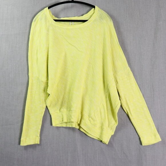 Anthropologie Waffle Knit Long Sleeve Top Drop Shoulder Asymmetrical Hem Tee M - Picture 11 of 12